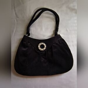 Small Black Women's Bag with Pearl Accent